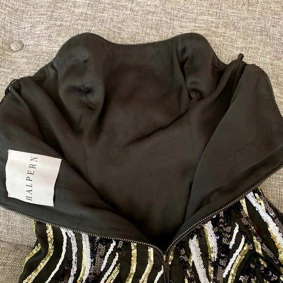 Halpern Sequin Striped Minidress 34 (0) in Dark - Picture 8 of 8